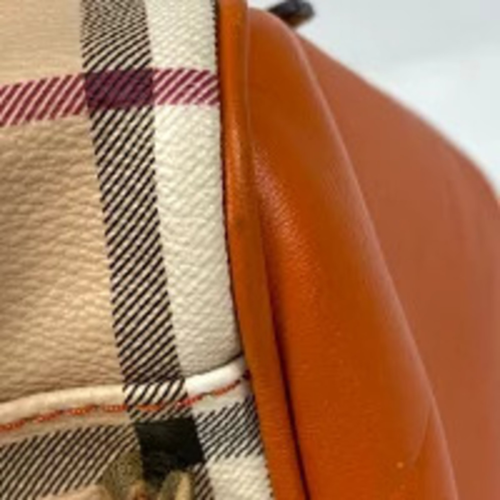 Burberry Canvas Bag Beige Orange Check Nova Tote